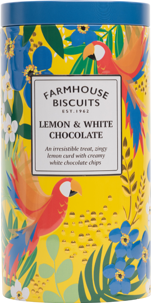 FARMHOUSE Lemon & White Choc Bisc - Tropical Bright Tin 200g