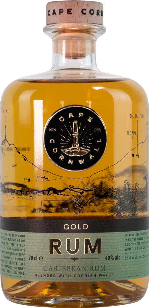 CAPE CORNWALL Gold Rum 40% ABV 70cl