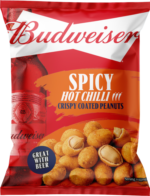 BUDWEISER Spicy Hot Chilli Crispy Coated Peanuts 150g