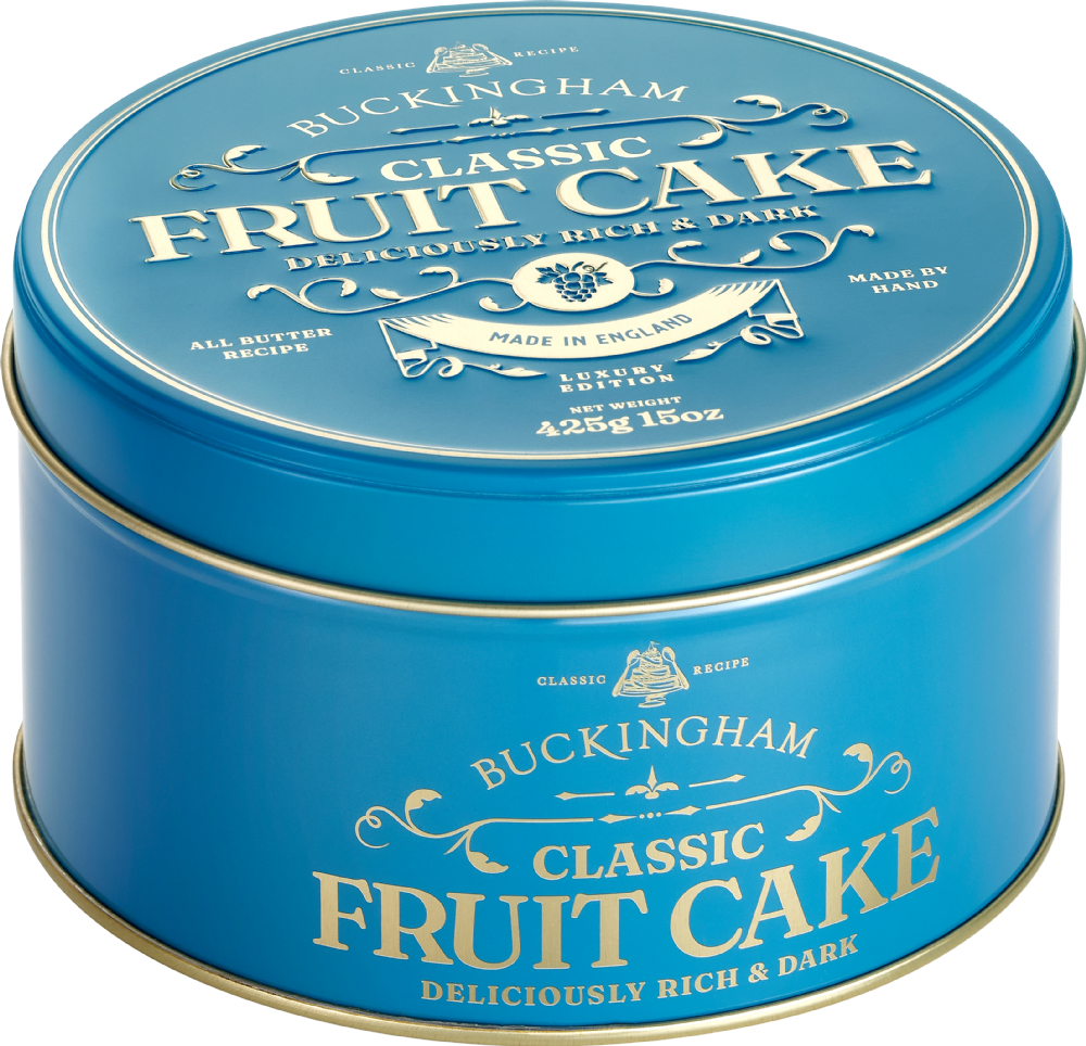Buckingham Classic Fruit Cake in Blue Vintage Gift Tin 425g