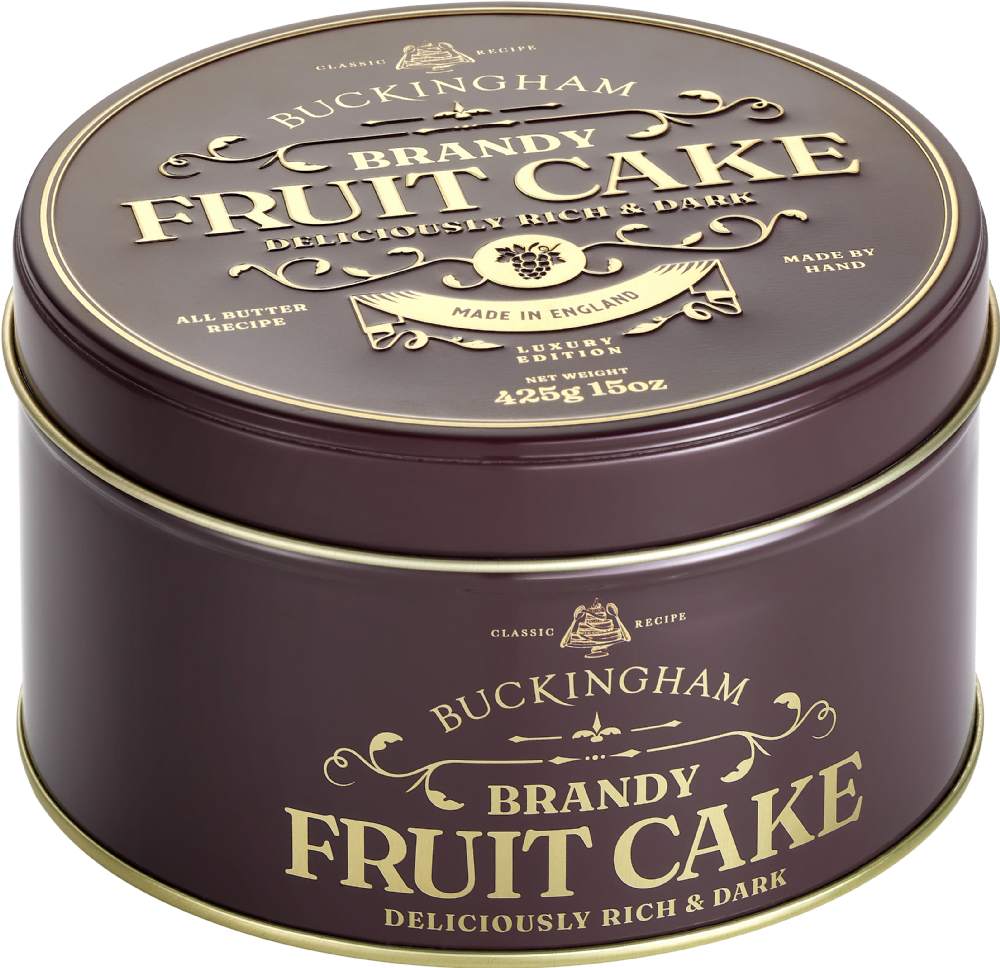 Buckingham Brandy Fruit Cake in Purple Vintage Gift Tin 425g
