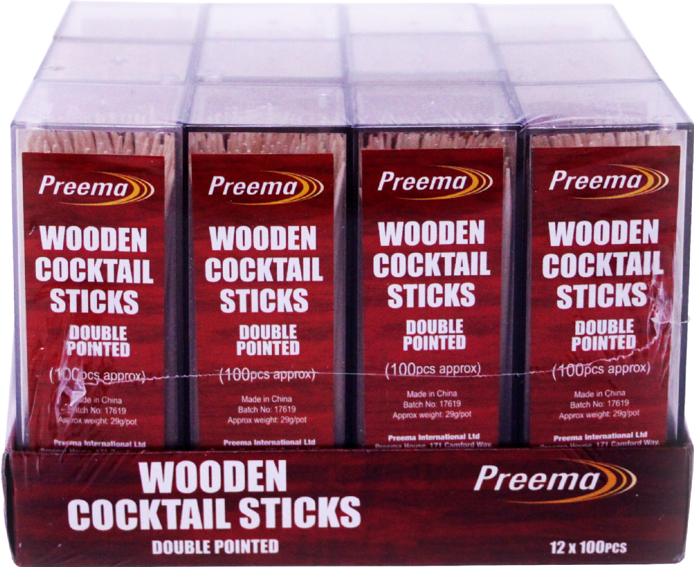 Holleys Fine Foods PREEMA Wooden Cocktail Sticks 100pcs