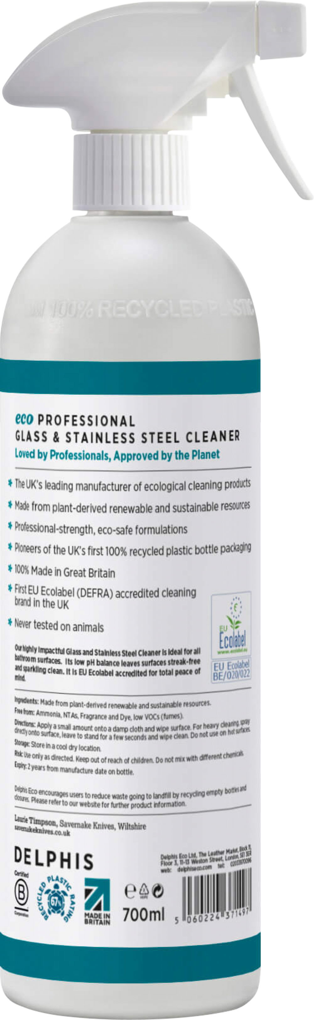 DELPHIS ECO Glass & Stainless Steel Cleaner 700ml