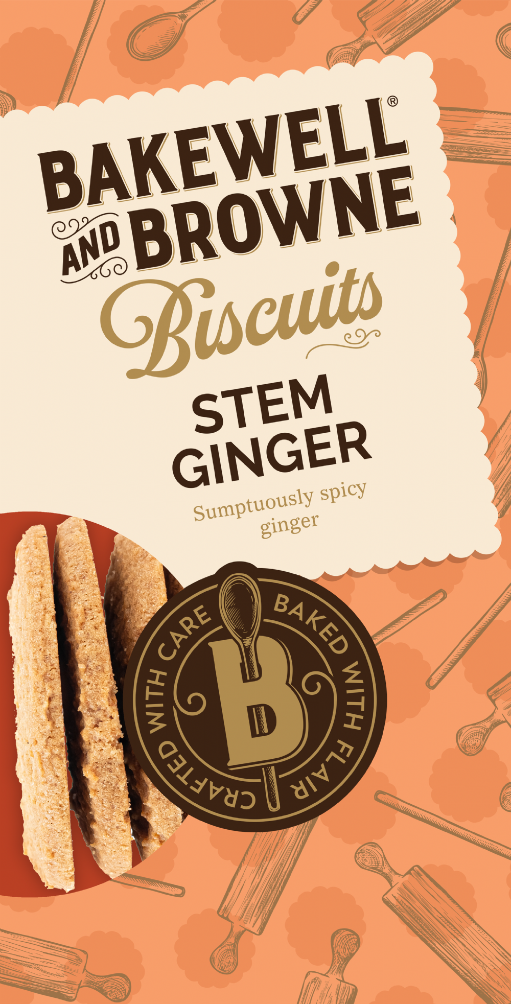 BAKEWELL AND BROWNE Stem Ginger Biscuits 150g