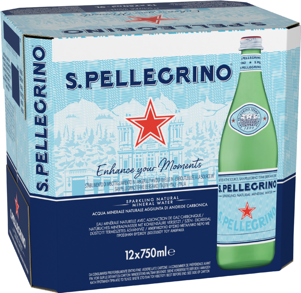 SAN PELLEGRINO Sparkling Natural Mineral Water - Glass 750ml