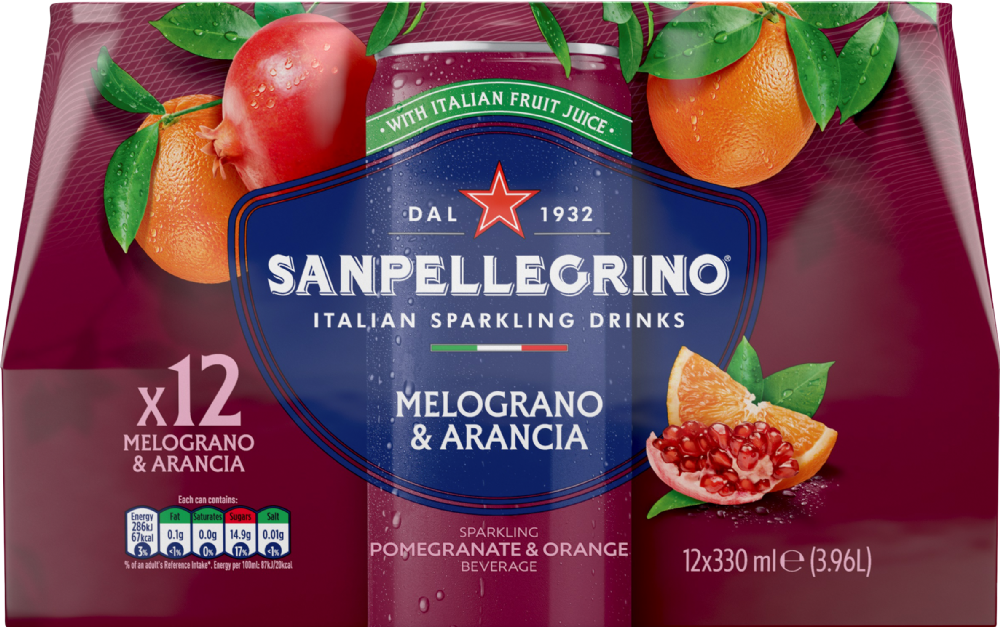 SAN PELLEGRINO Sparkling Beverage - Melograno & Arancia (Orange & Pomegranate) 330ml
