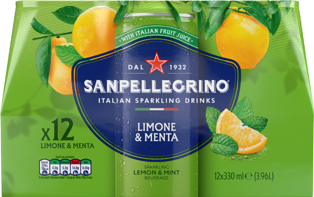 SAN PELLEGRINO Sparkling Beverage - Limone & Menta (Lemon & Mint) 330ml