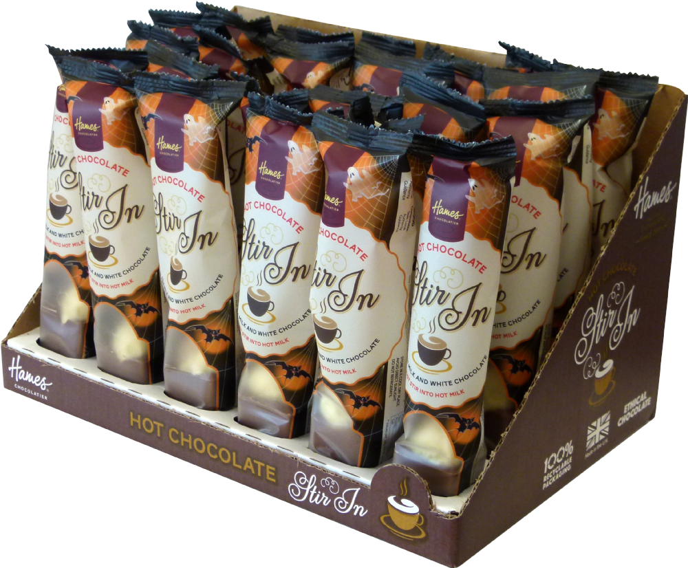 HAMES Stir In Hot Chocolate Spoon - Ghoulish Milk & White Chocolate 38g