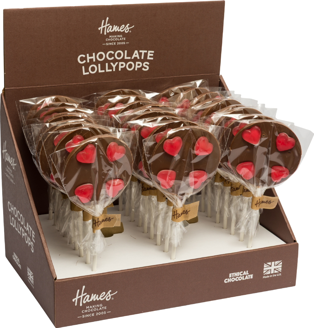 HAMES Milk Chocolate Lollipop with Jelly Hearts 43g