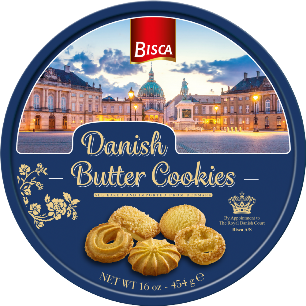 Holleys Fine Foods BISCA Danish Butter Cookies Tin (Assorted
