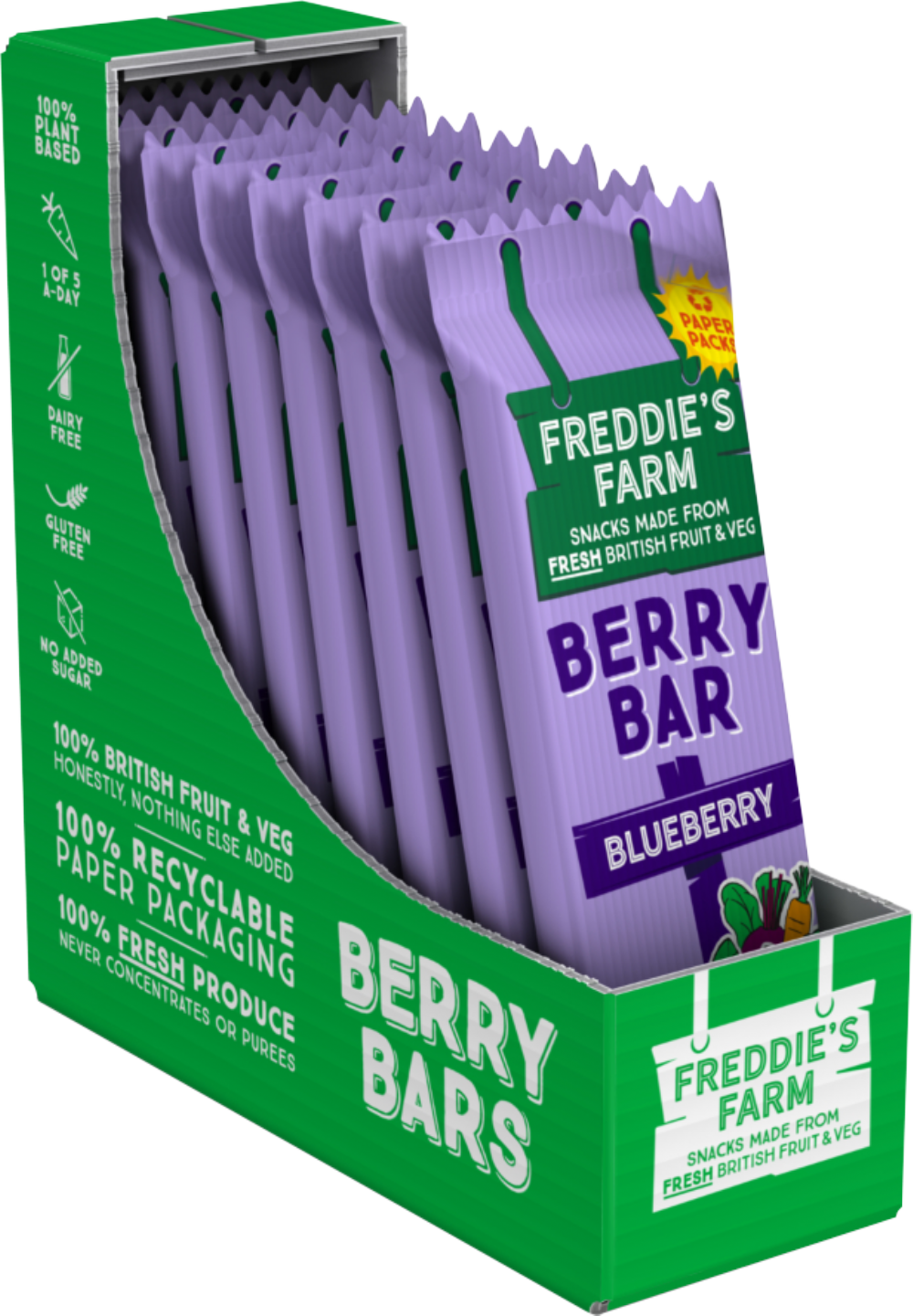 Holleys Fine Foods FREDDIE'S FARM Berry Bar Blueberry 20g