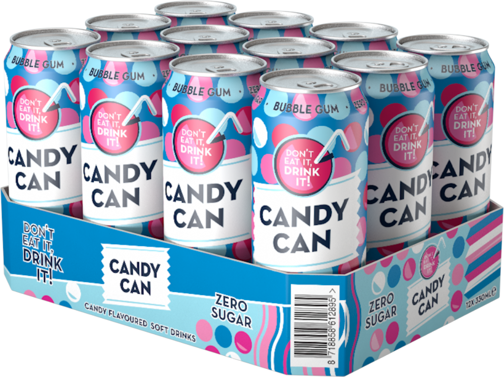 Holleys Fine Foods CANDY CAN Sparkling Bubble Gum Drink 330ml