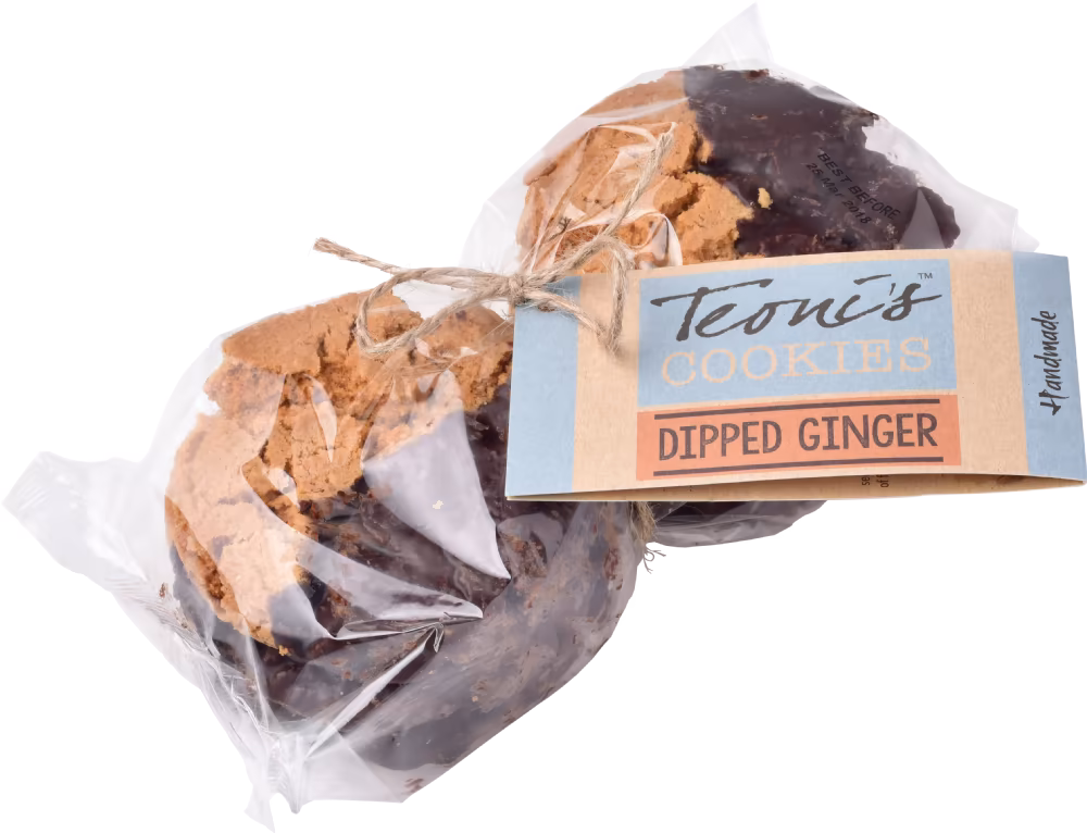 TEONI'S Dipped Stem Ginger Oat Crunch Cookies 300g