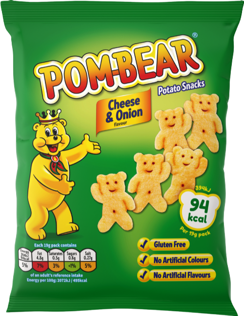 POM-BEAR Teddy Shaped Potato Snacks - Cheese & Onion 19g