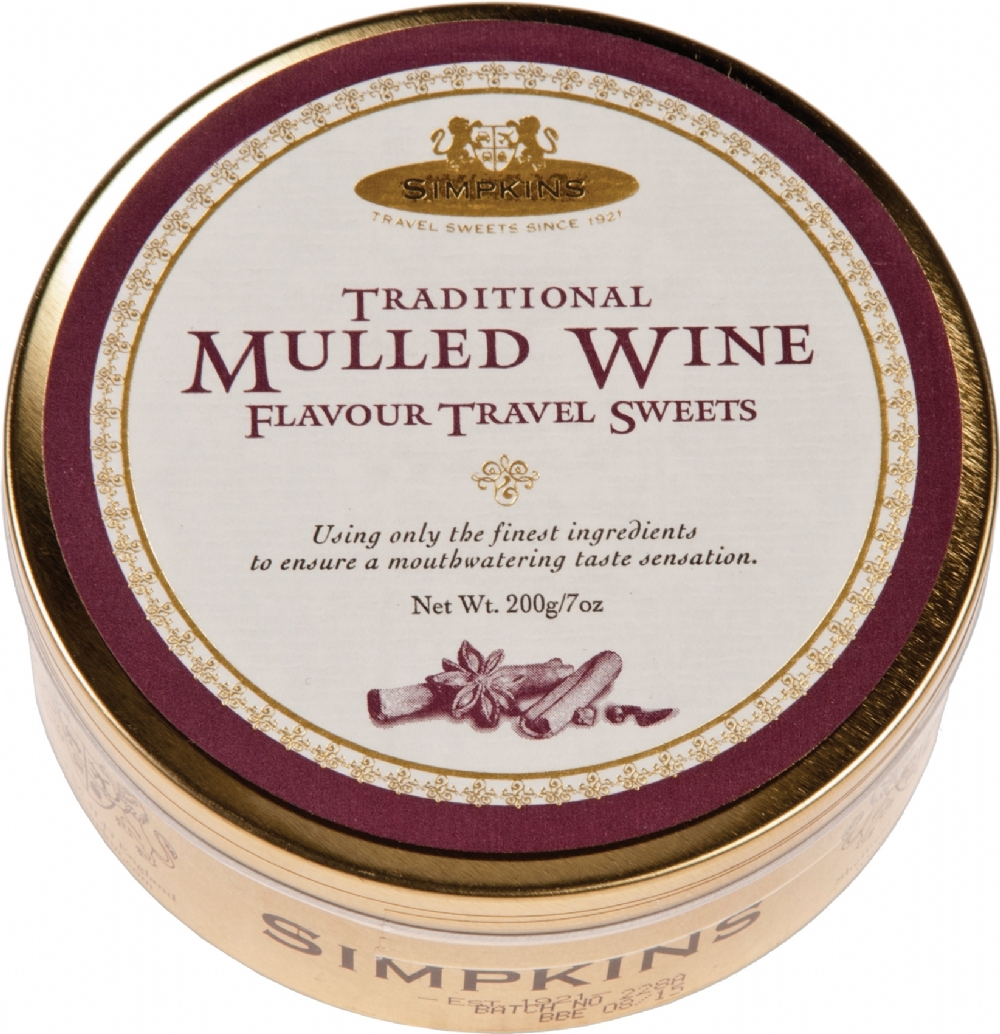 SIMPKINS Trad Mulled Wine Flavour Travel Sweets - Tin 200g