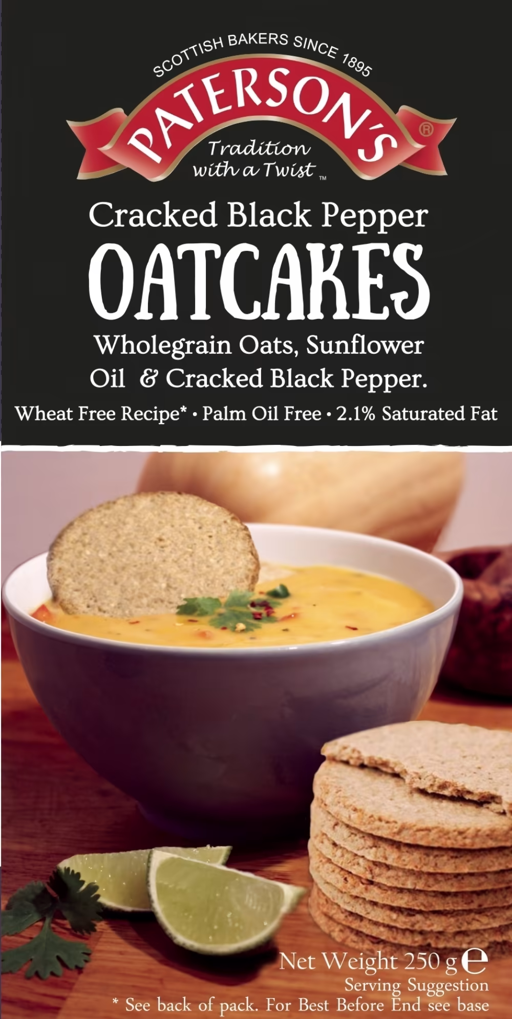 PATERSON'S Cracked Black Pepper Oatcakes 250g