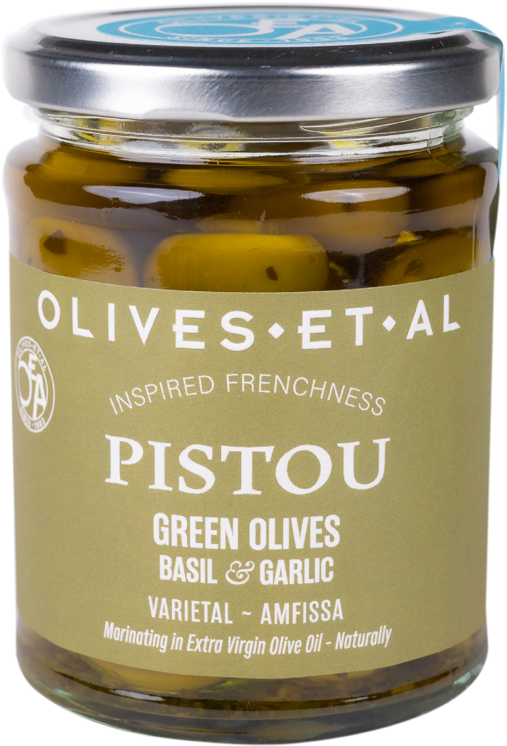 OLIVES ET AL Pistou Green Olives - Basil & Garlic 250g
