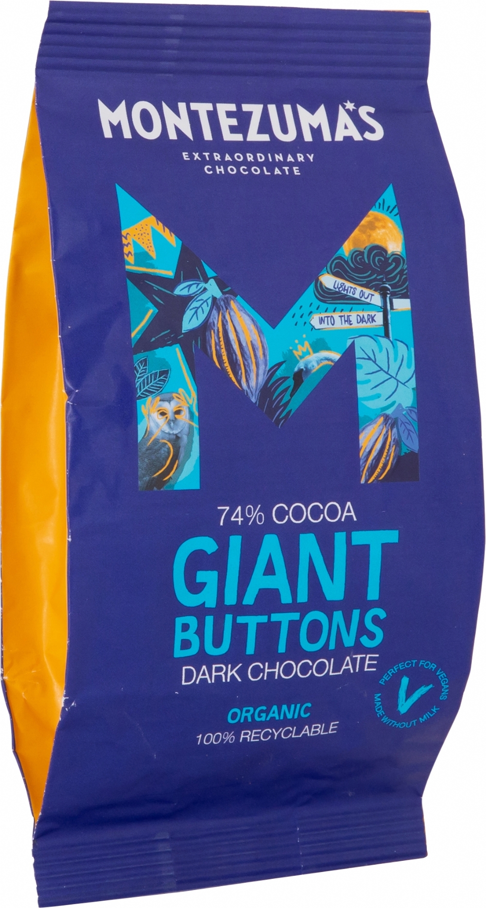 MONTEZUMA'S Organic 74% Cocoa Dark Choc Giant Buttons 180g