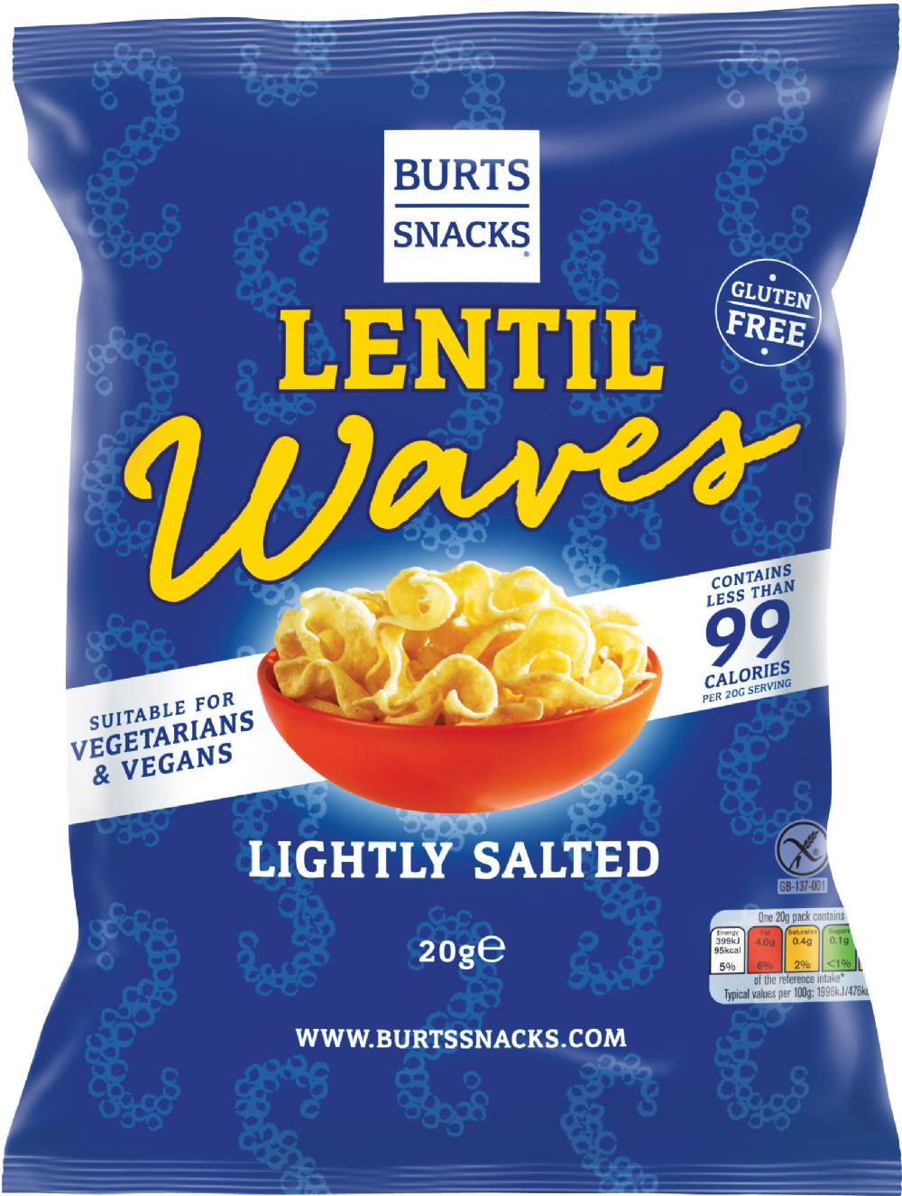 BURTS Lentil Waves Lightly Salted 20g (5034709004583)