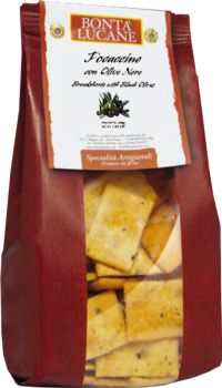 BONTA LUCANE Focaccine - Breadshorts with Black Olives 200g