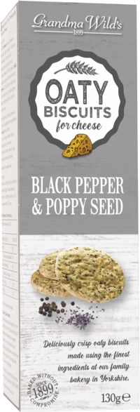 GRANDMA WILD'S Oaty Biscuits for Cheese - Black Pepper & Poppy Seeds 130g