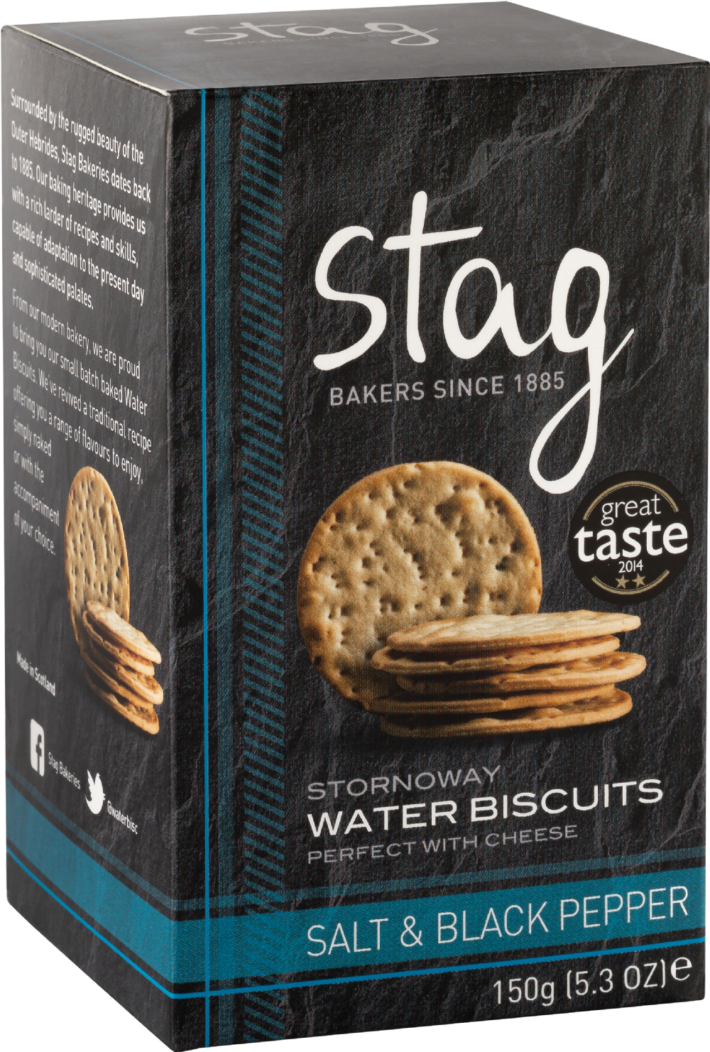 STAG Stornoway Water Biscuits - Salt & Black Pepper 150g