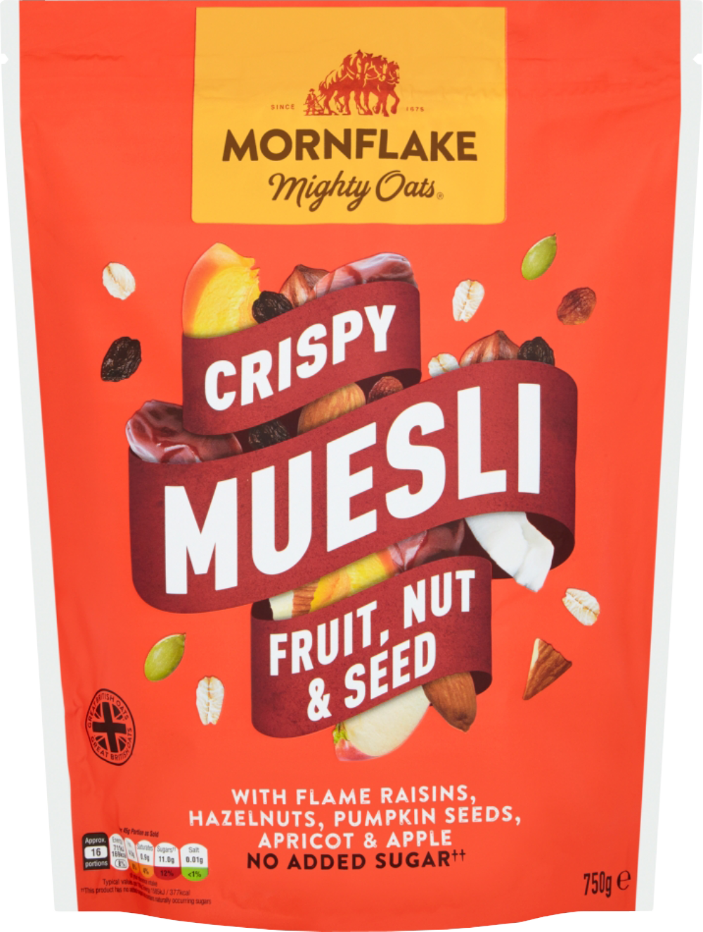 Holleys Fine Foods MORNFLAKE Crispy Muesli Fruit, Nut & Seed 750g