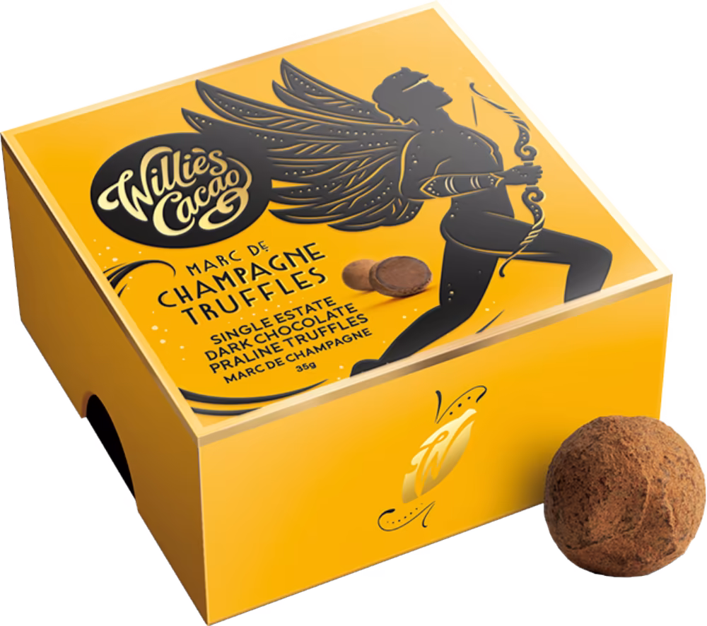 WILLIE'S CACAO Marc de Champagne Truffles - Dark Chocolate Praline 35g