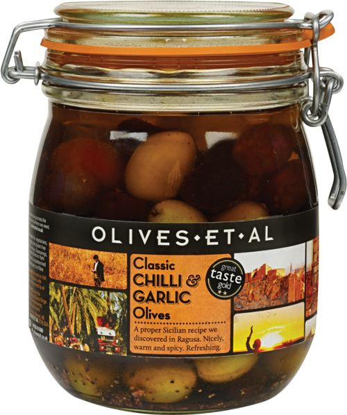OLIVES ET AL Classic Chilli & Garlic Olives Kilner Jar 800g