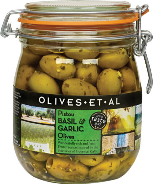 OLIVES ET AL Pistou Basil & Garlic Olives - Kilner Jar 800g