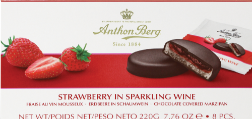 ANTHON BERG Strawberry in Sparkling Wine Marzipan Chocs 220g