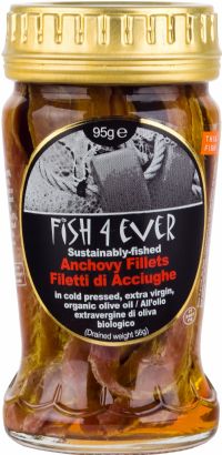FISH 4 EVER Anchovy Fillets in Organic Olive Oil 95g