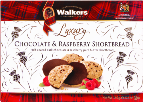 WALKERS Luxury Chocolate & Raspberry Shortbread 160g