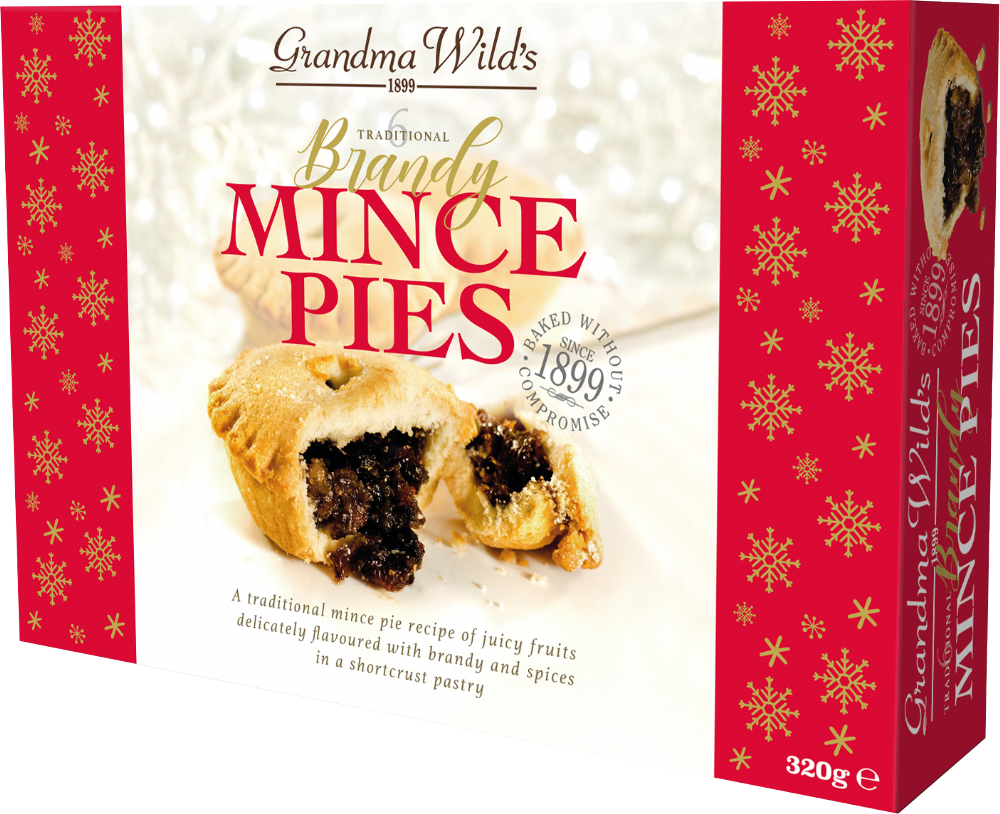 Holleys Fine Foods GRANDMA WILD'S 6 Brandy Mince Pies 320g