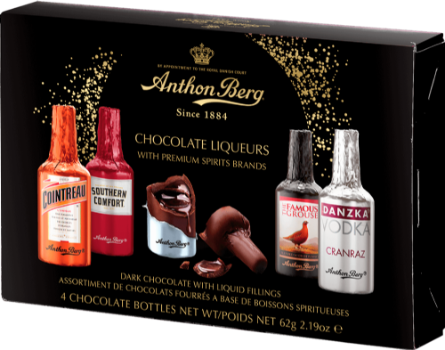 ANTHON BERG Chocolate Liqueur Bottles - 4 pack 62g