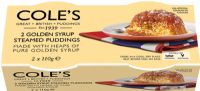 COLE'S PUDDINGS 2 Golden Syrup Steamed Puddings (2x110g)