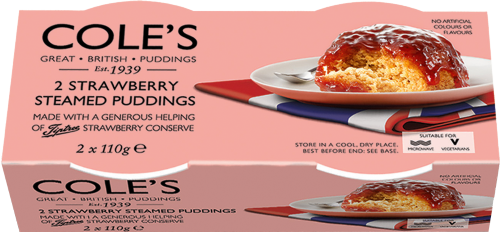 COLE'S Strawberry Steamed Puddings 2x110g