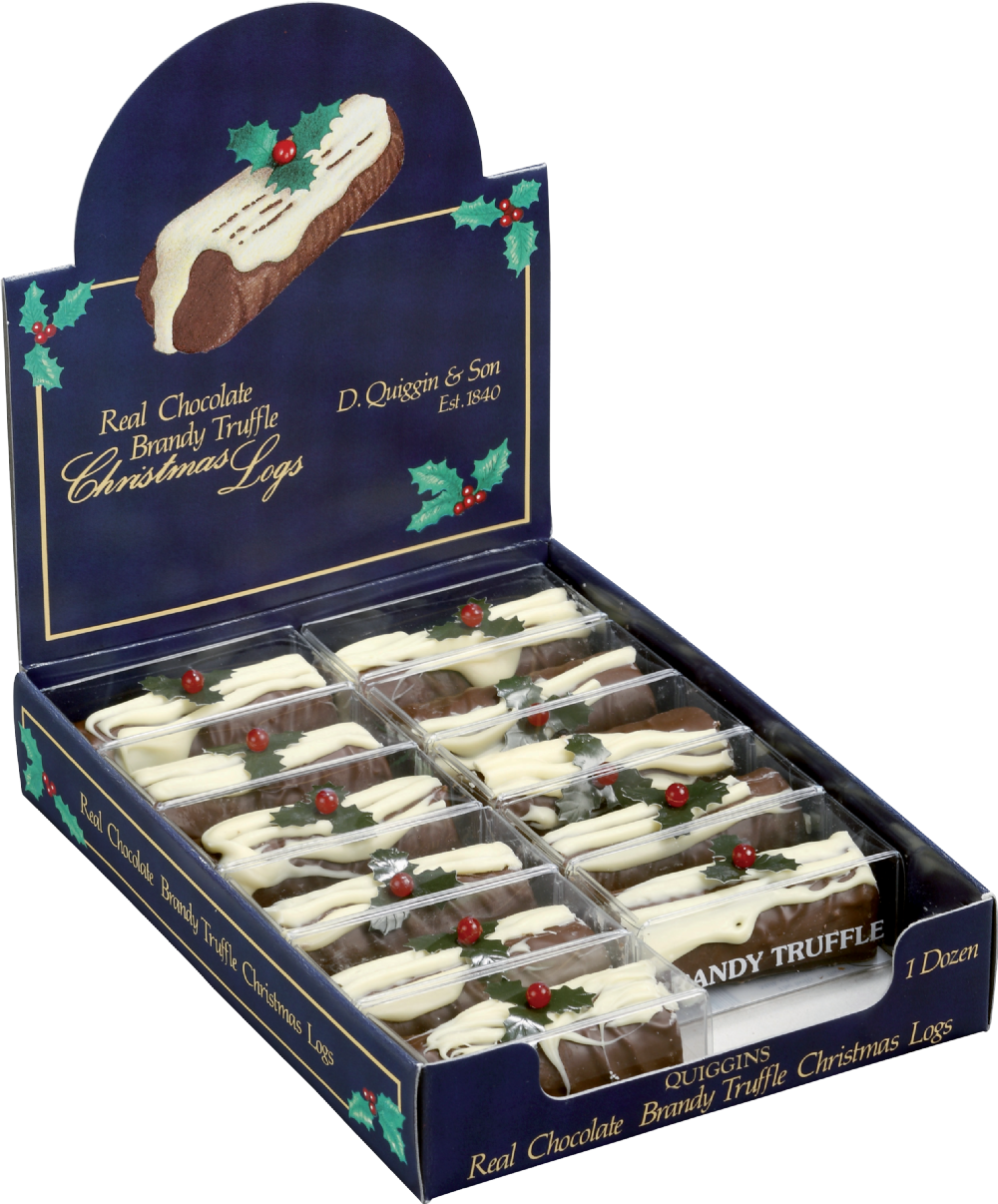QUIGGIN'S Brandy Truffle Yule Log 50g Holleys Fine Foods