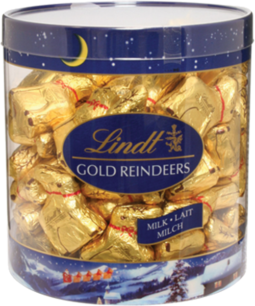 LINDT Milk Chocolate Gold Reindeer - Drum 10g