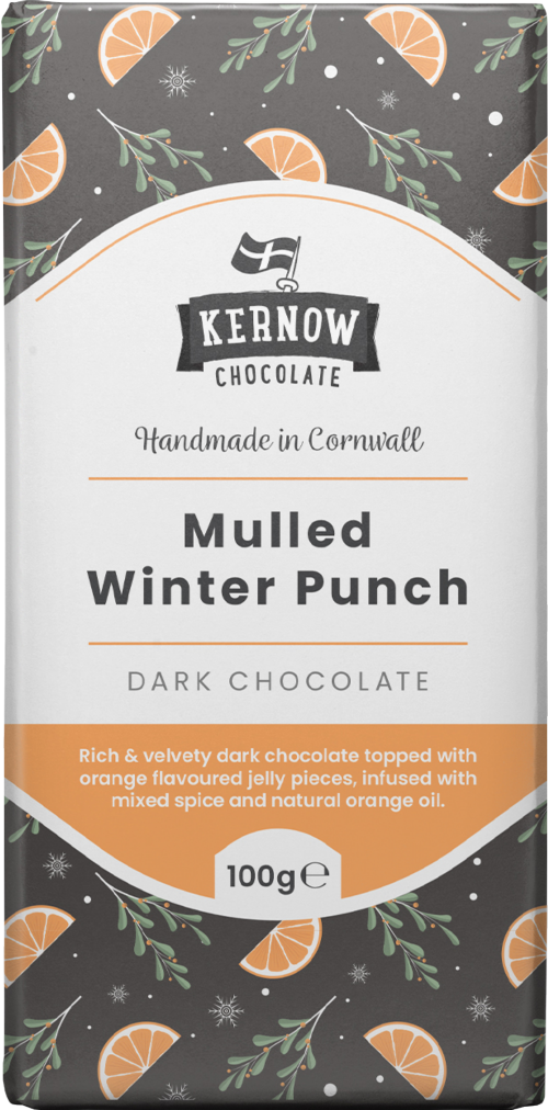 KERNOW CHOCOLATE Mulled Winter Punch Chocolate Bar 100g
