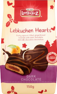 LAMBERTZ Lebkuchen Hearts - Dark Chocolate 150g