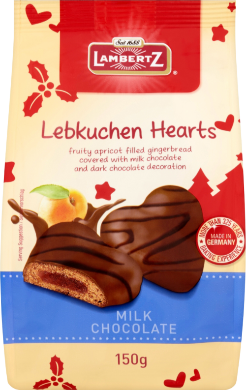 LAMBERTZ Lebkuchen Hearts - Milk Chocolate 150g