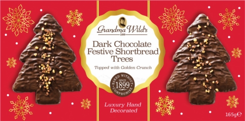 GRANDMA WILD'S Dark Chocolate Festive Shortbread Trees 165g