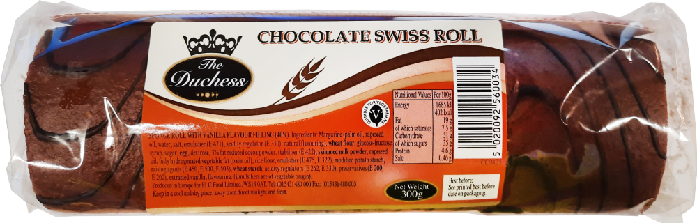 The Duchess Chocolate Swiss Roll 300g