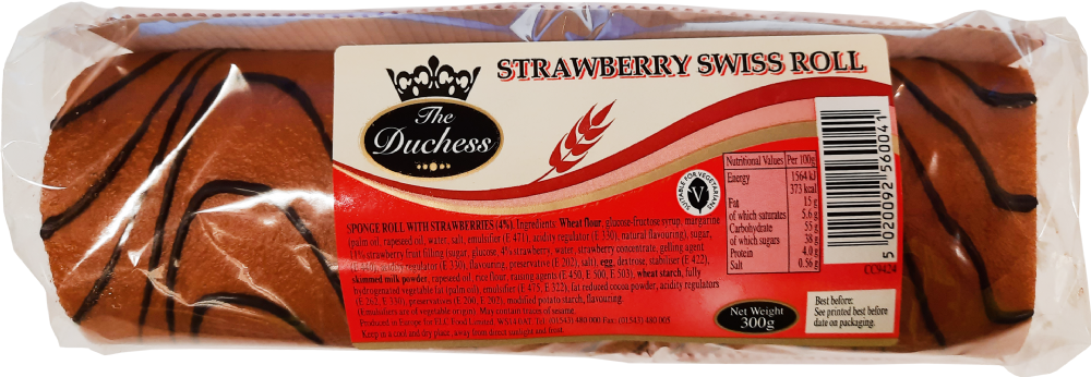 The Duchess Strawberry Swiss Roll 300g
