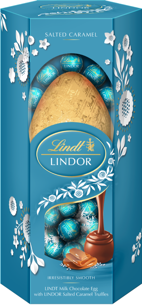 LINDT Lindor Milk Choc Egg with Salted Caramel Truffles 348g