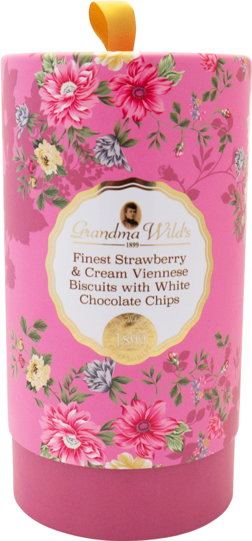 GRANDMA WILD'S Strawb&Cream/Wh ChocChip Bisc Floral Tube150g