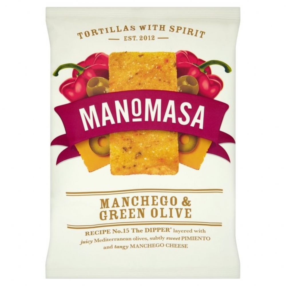 MANOMASA Manchego & Green Olive Corn Chips 160g (5060314480245)