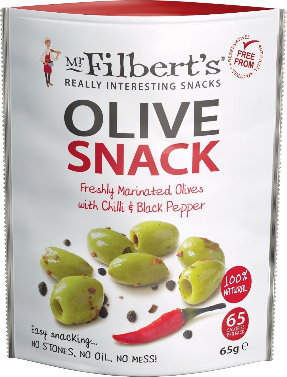 MR FILBERTS Pitted Green Olives / Chilli & Black Pepper 65g (5060145050457)