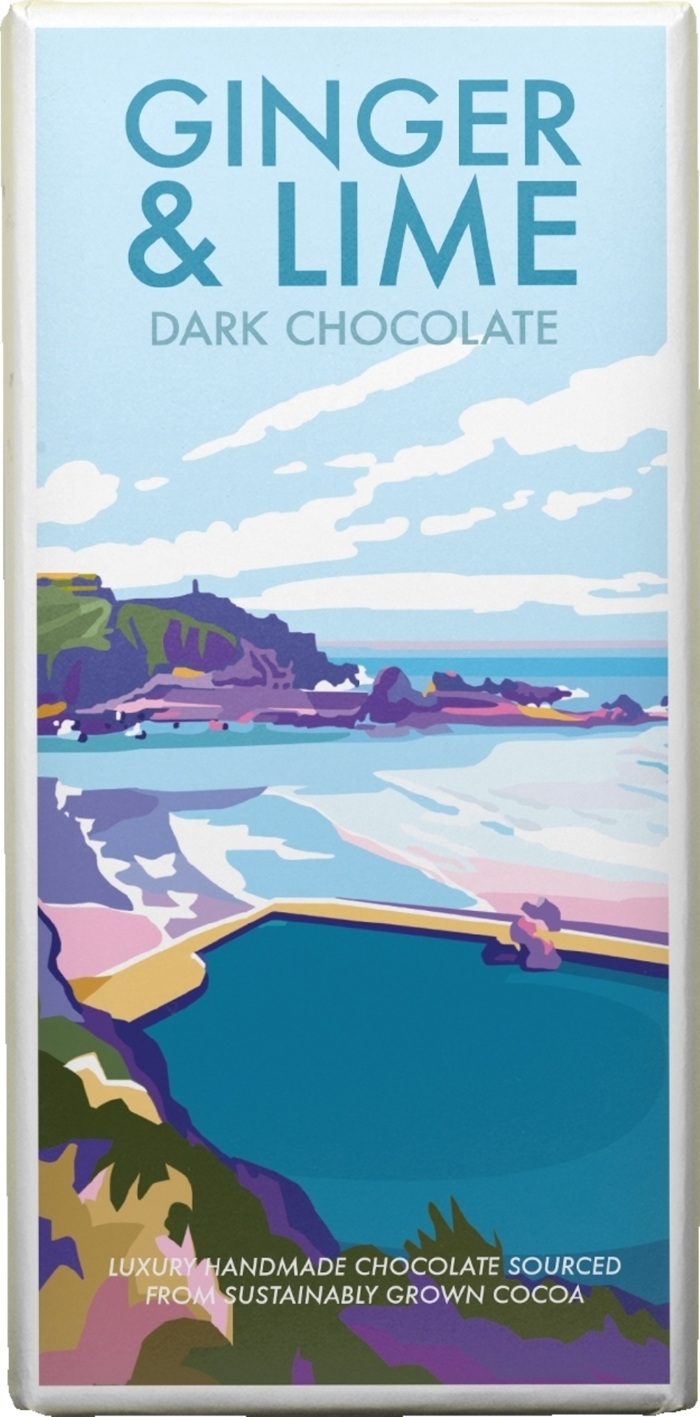 KERNOW Becky Bettesworth Ginger & Lime Dark Choc Bar 100g (5060172331697)